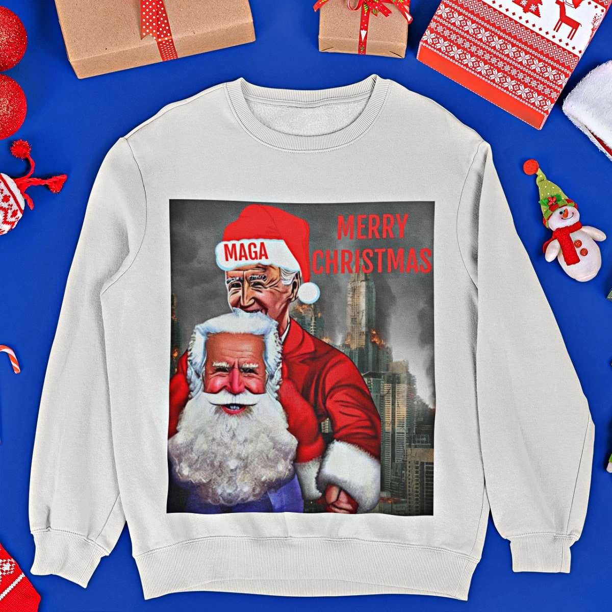 Joe Biden Destroying America Funny Christmas Sweater