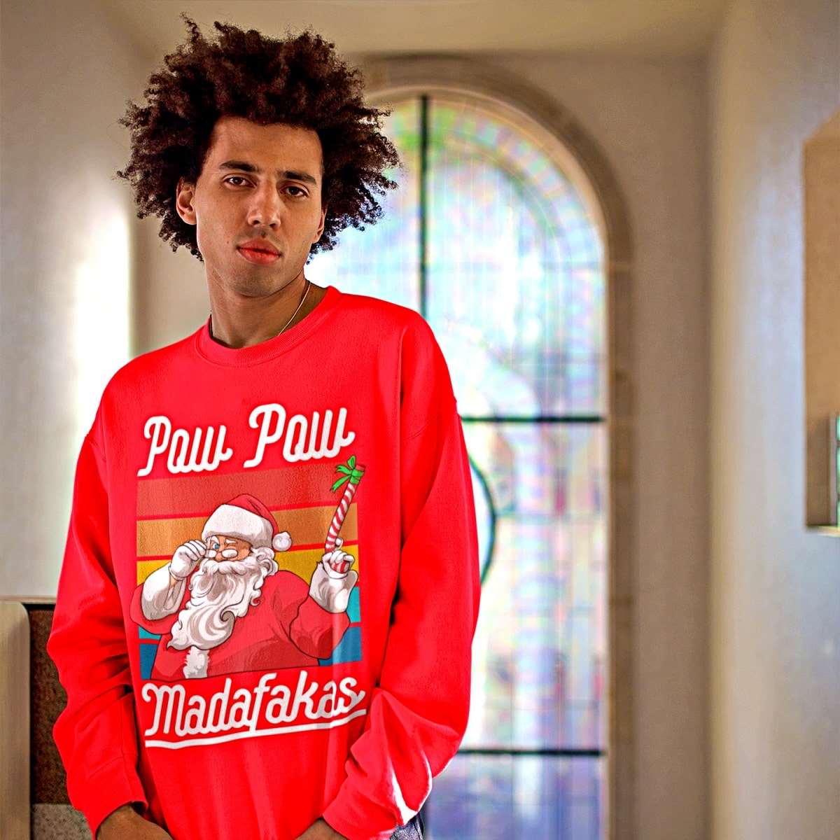 Pow Pow Madafakas Shootin' Santa Christmas Sweater - Santaland