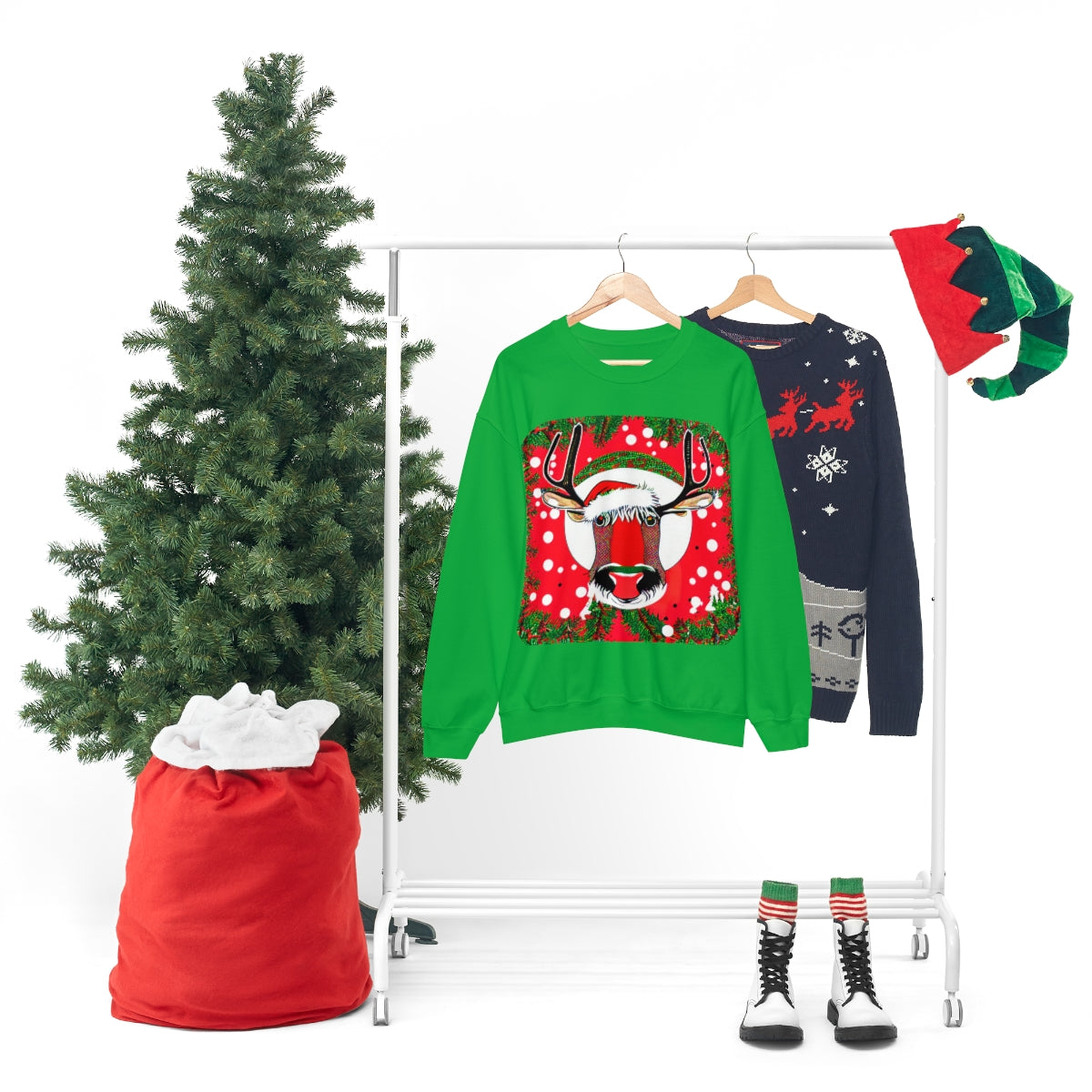 Trippy Reindeer Christmas Sweater - Santaland