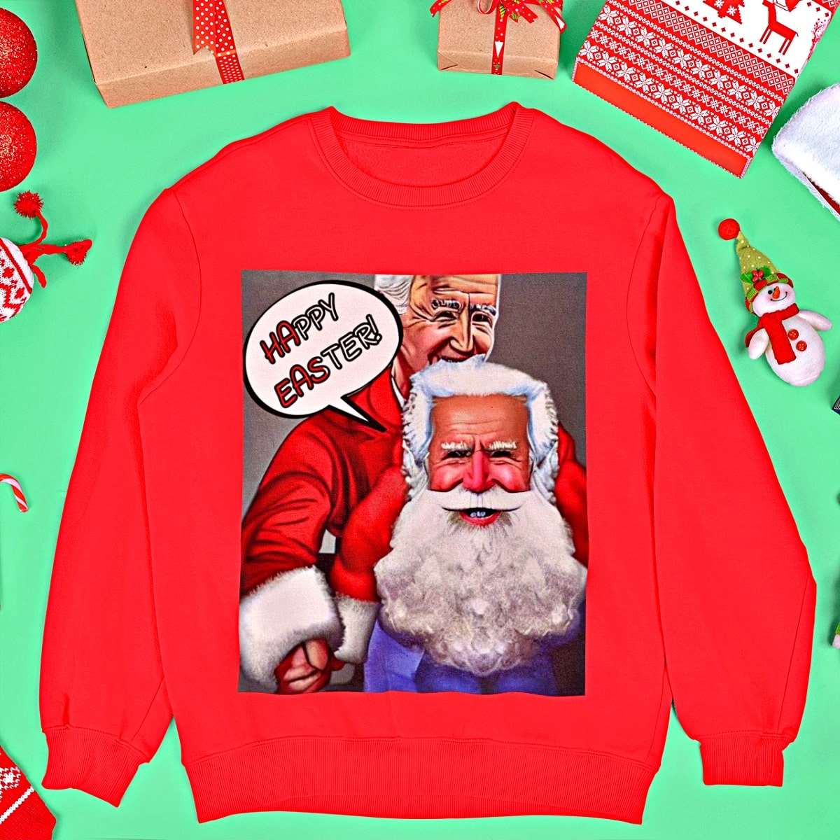 HAPPY EASTER Joe Biden Funny Christmas Sweater - Santaland