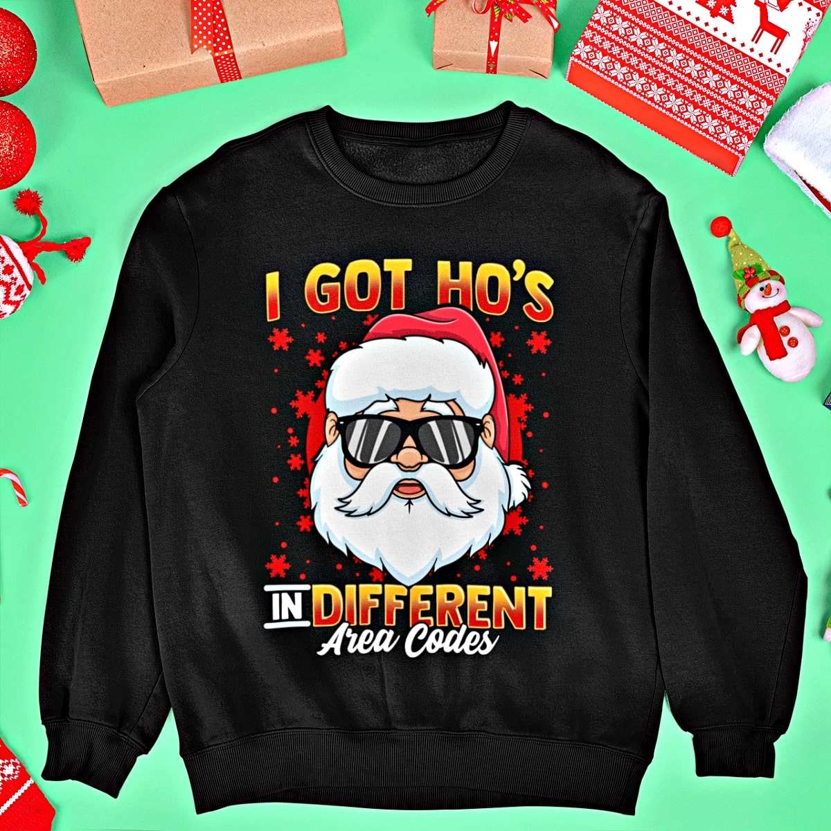 Ho's In Different Area Codes' Funny Christmas Sweater - Santaland