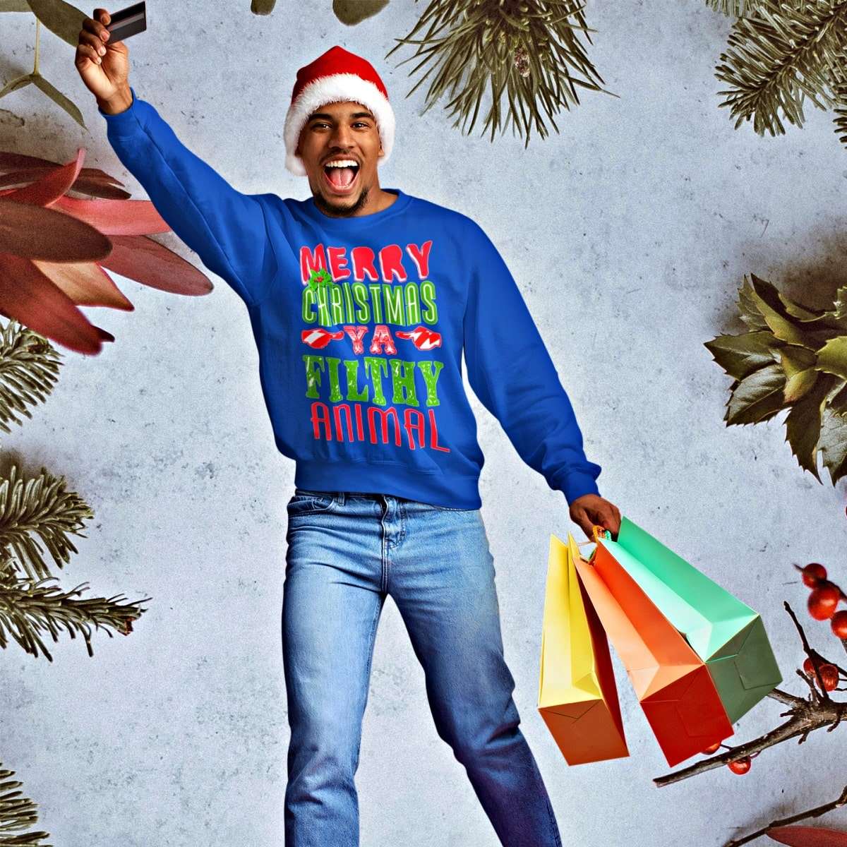 Merry Christmas Ya' Filthy Animal Christmas Sweater - Santaland