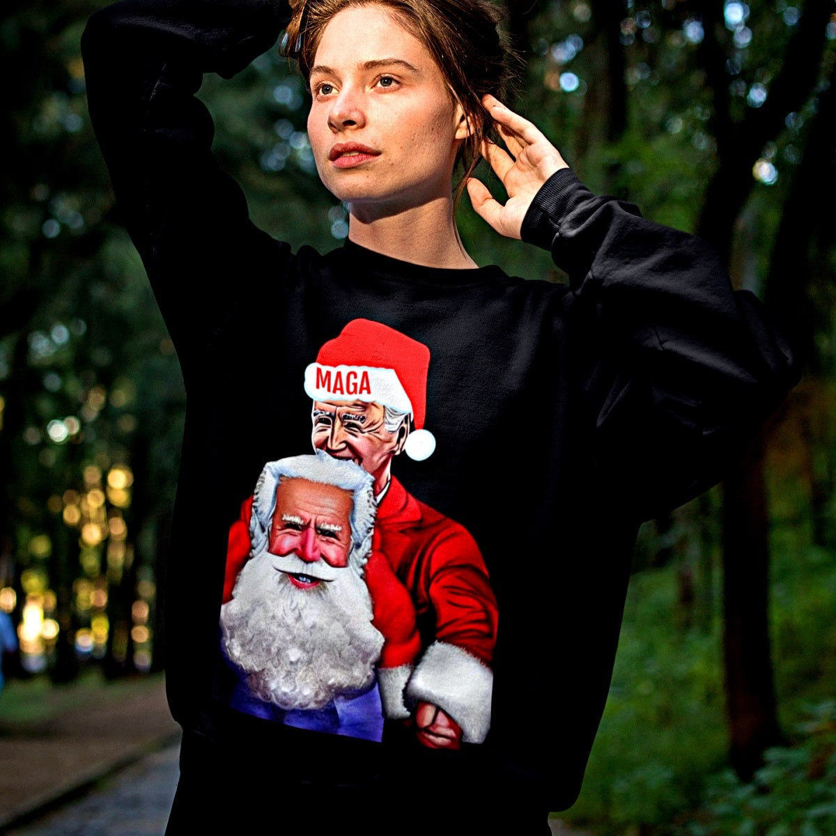 MAGA Joe Biden Funny Christmas Sweater - Santaland