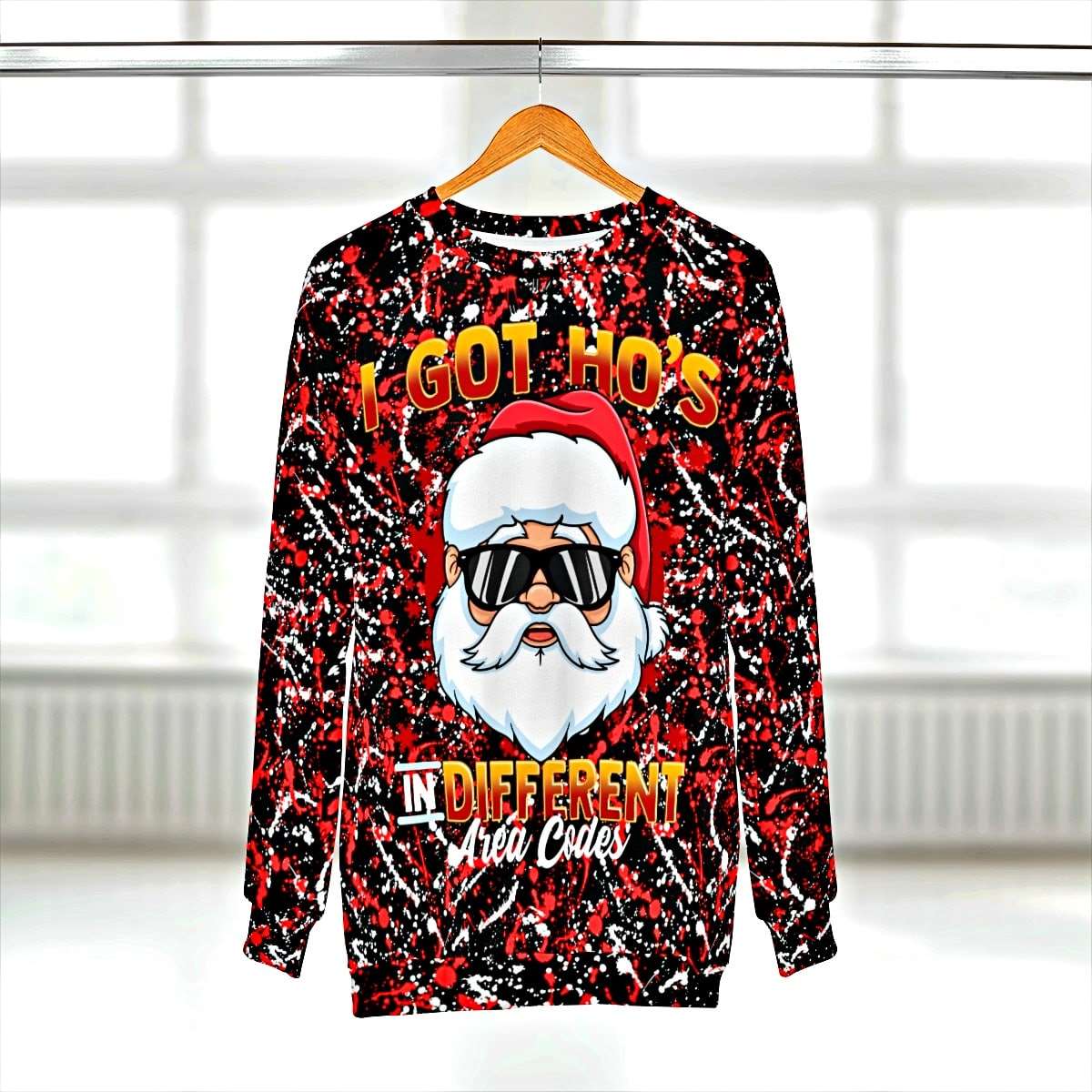 'Ho's In Different Area Codes' Funny Christmas Sweater - Santaland