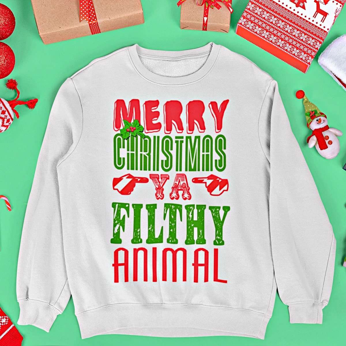 Merry Christmas Ya' Filthy Animal Christmas Sweater - Santaland