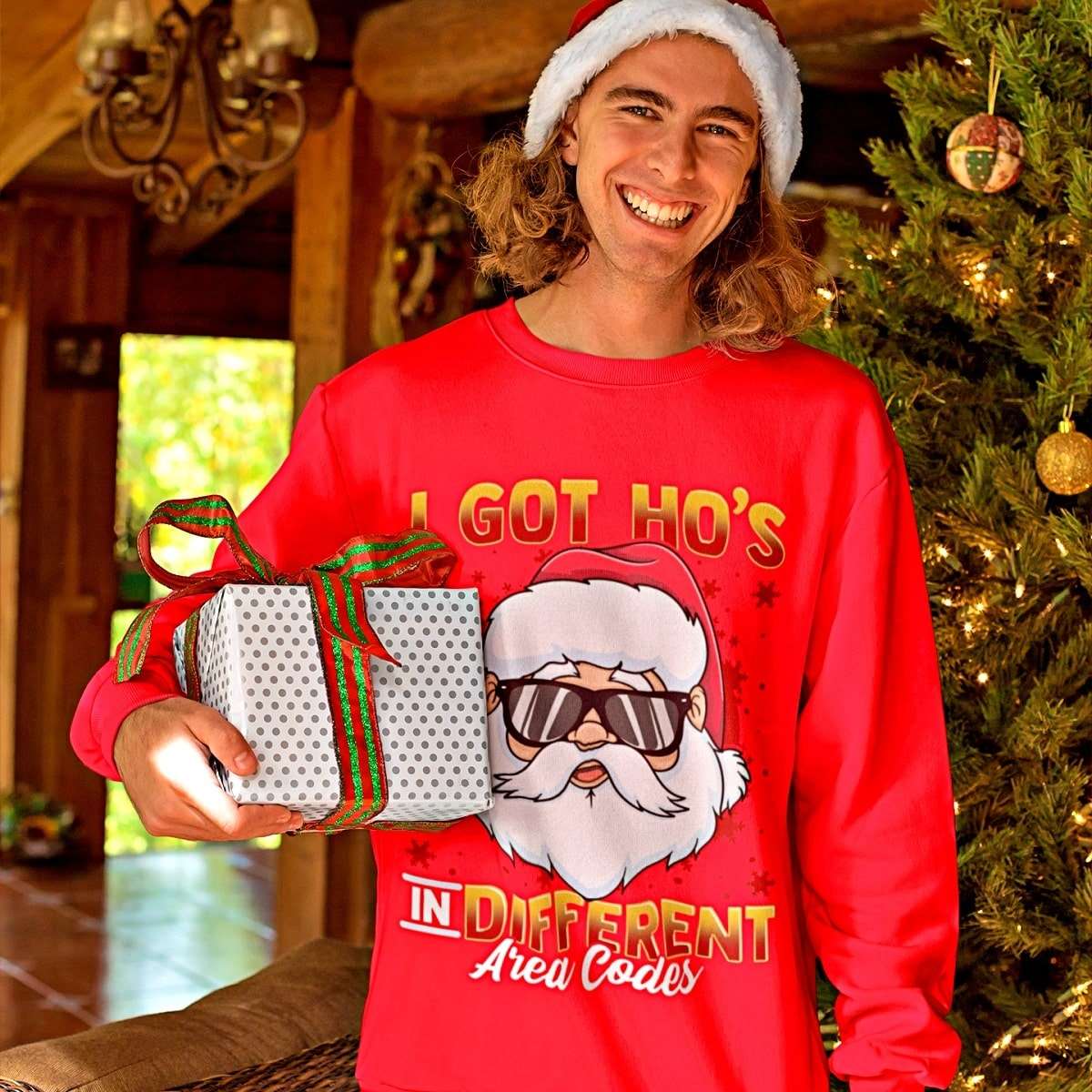 Ho's In Different Area Codes' Funny Christmas Sweater - Santaland