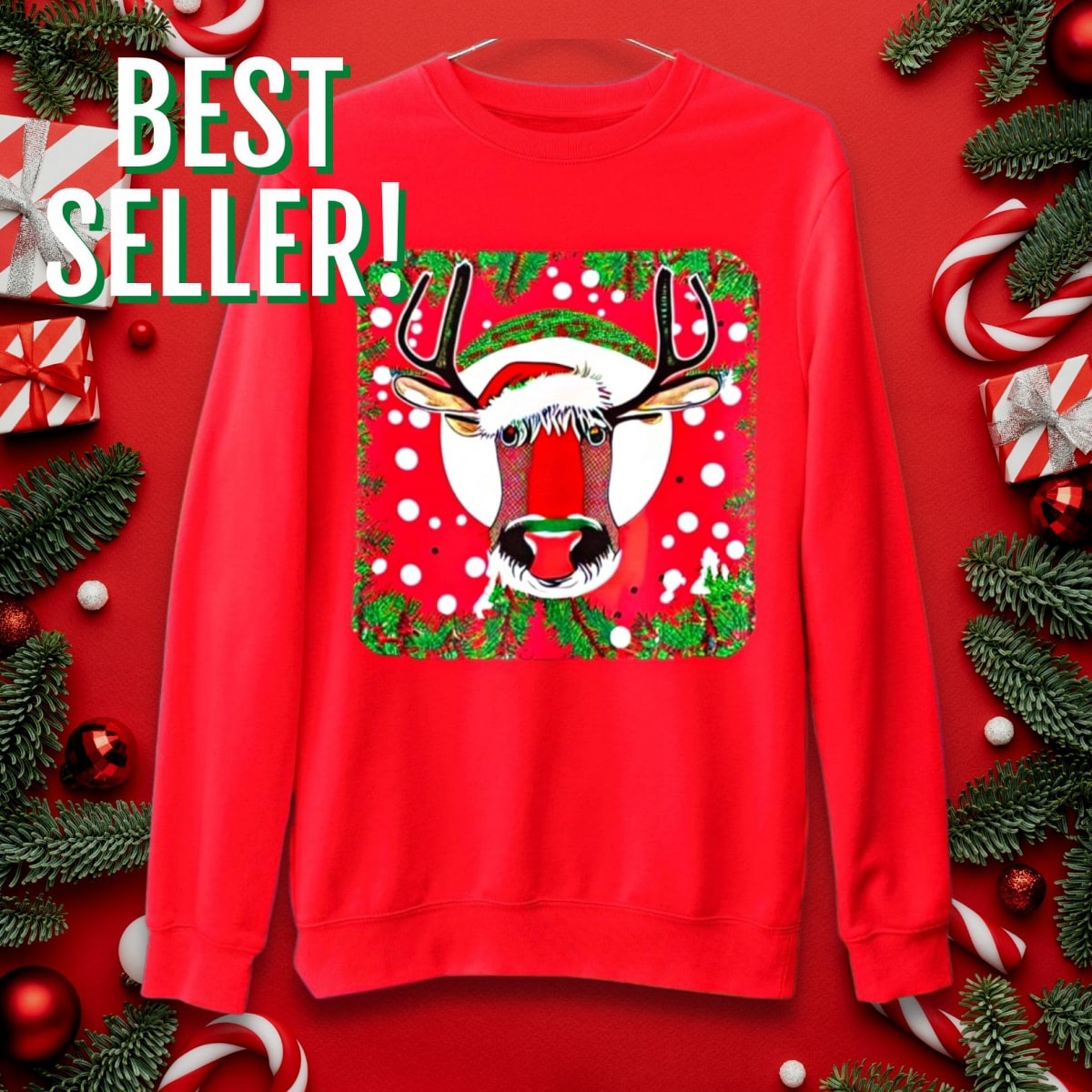 Trippy Reindeer Christmas Sweater - Santaland