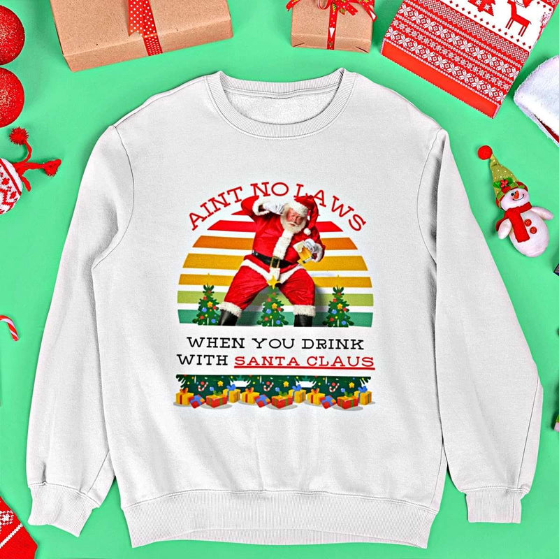 Aint No Laws When You Drink With Santa Claus Heavy Blend Funny Christmas Sweater