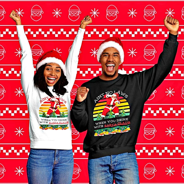 Aint No Laws When You Drink With Santa Claus Heavy Blend Funny Christmas Sweater - Santaland