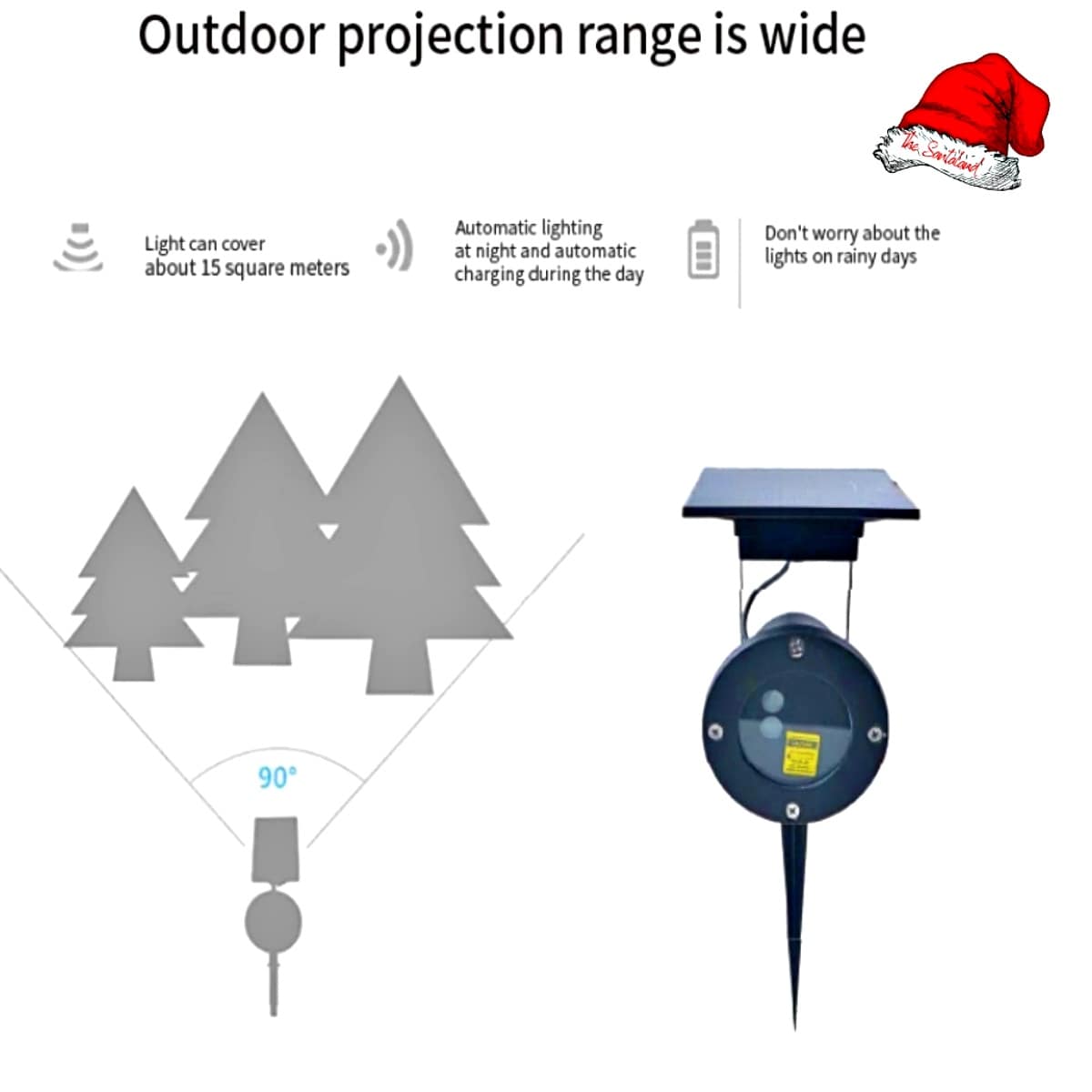 Solar powered Christmas Lights Projector, specifications - Santaland
