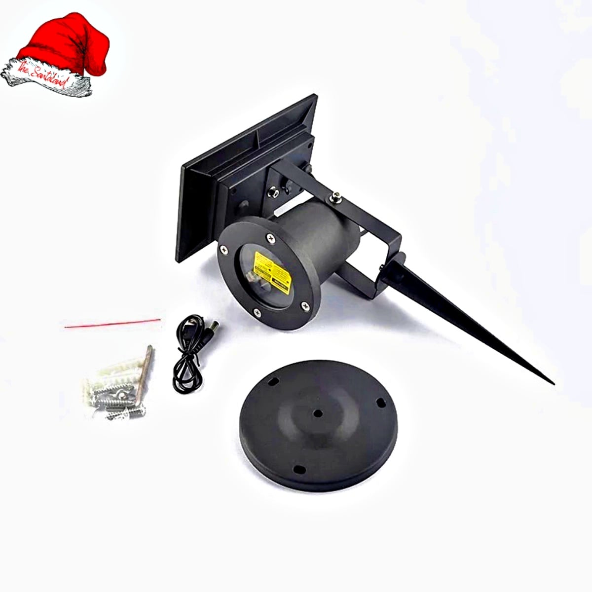 Solar powered Christmas Lights Projector, whats included - Santaland