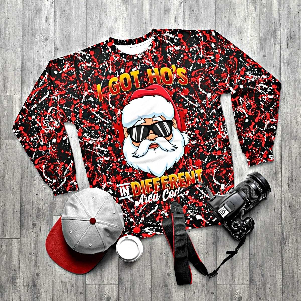 'Ho's In Different Area Codes' Funny Christmas Sweater - Santaland